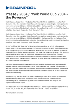 Wok World Cup 2004 – the Revenge"
