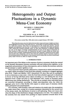 Heterogeneity and Output Fluctuations in a Dynamic Menu-Cost Economy