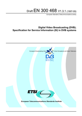 EN 300 468 V1.3.1 (1997-09) European Standard (Telecommunications Series)