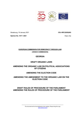 Georgia Draft Organic Laws Amending the Organic Law