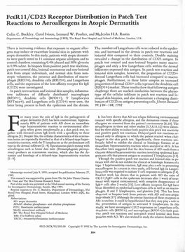 Fcer11/CD23 Receptor Distribution in Patch Test Reactions to Aeroallergens in Atopic Dermatitis