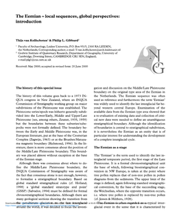 The Eemian - Local Sequences, Global Perspectives: Introduction