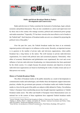Public and Private Broadcast Media in Turkey: Developments and Controversies