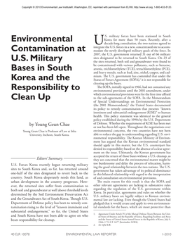 Environmental Contamination at U.S. Military Bases in South Korea And