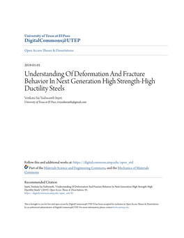 Understanding of Deformation and Fracture Behavior in Next Generation High Strength-High Ductility Steels