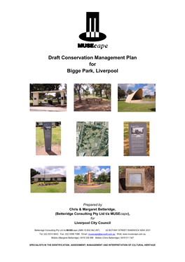 Draft Conservation Management Plan for Bigge Park, Liverpool