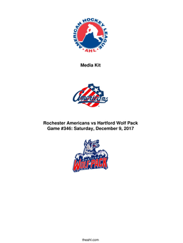 Media Kit Rochester Americans Vs Hartford Wolf Pack Game #346