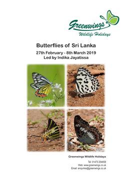 Butterflies of Sri Lanka 27Th February - 8Th March 2019 Led by Indika Jayatissa