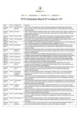 TPTV Schedule March 8Th to March 14Th