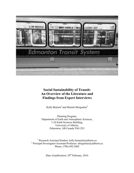 Social Sustainability of Transit: an Overview of the Literature and Findings from Expert Interviews