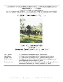 Sample Costs for Beef Cattle, Cow-Calf Production