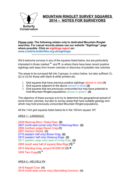 Mountain Ringlet Survey Squares 2010