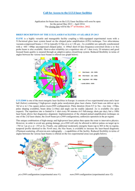 Call for Access to the LULI Laser Facilities