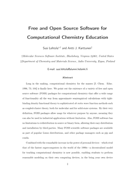 Free and Open Source Software for Computational Chemistry Education