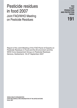 Pesticide Residues in Food 2007 – Report, 2007 (E)