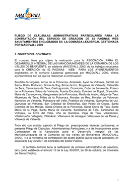 Pliego De Cláusulas Administrativas Particulares Para La