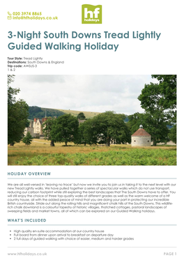 3-Night South Downs Tread Lightly Guided Walking Holiday