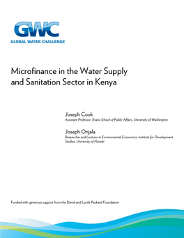 Microfinance in the Water Supply and Sanitation Sector in Kenya