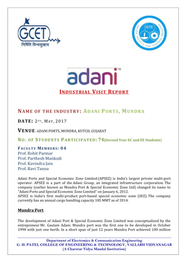 Name of the Industry: Adani Ports, Mundra