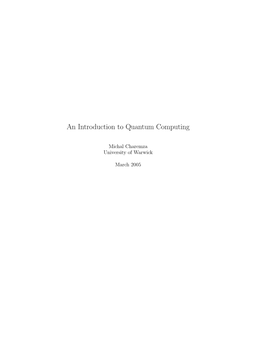 An Introduction Quantum Computing