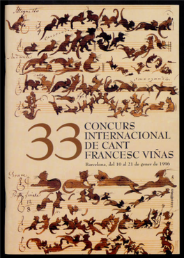 VIÑAS Barcelona, Del 10 Al 21 De Gener De 1996 /' 33È CONCURS INTERNACIONAL DE CANT FRANCESC VIÑAS