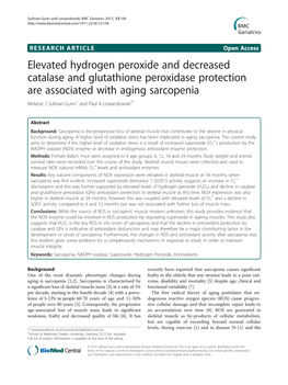 Elevated Hydrogen Peroxide and Decreased Catalase and Glutathione