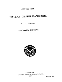 District Census Handbook, 48-Deoria, Uttar Pradesh
