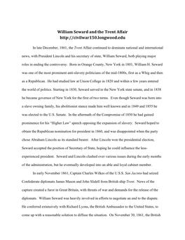 William Seward and the Trent Affair