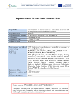 Report on Natural Disasters in the Western Balkans