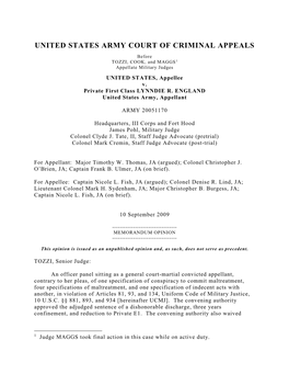 United States Army Court of Criminal Appeals