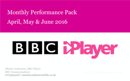 April, May & June 2016 Monthly Performance Pack