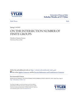 ON the INTERSECTION NUMBER of FINITE GROUPS Humberto Bautista Serrano University of Texas at Tyler