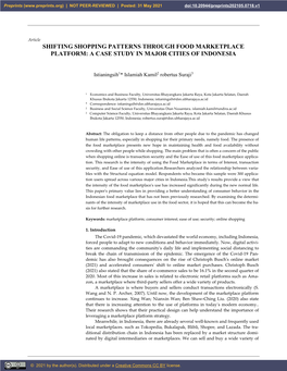 Shifting Shopping Patterns Through Food Marketplace Platform: a Case Study in Major Cities of Indonesia