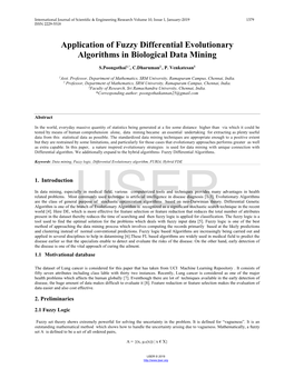 Application of Fuzzy Differential Evolutionary Algorithms in Biological Data Mining