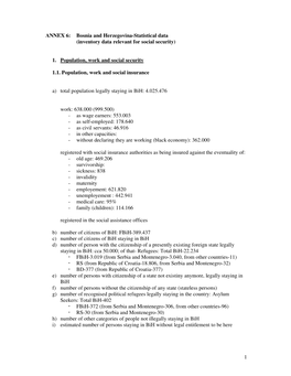 1 ANNEX 6: Bosnia and Herzegovina-Statistical Data