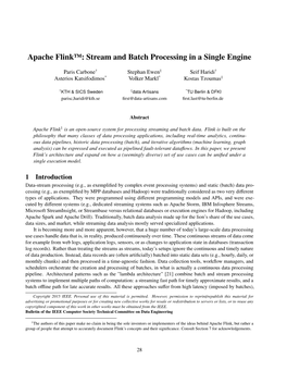 Apache Flink™: Stream and Batch Processing in a Single Engine