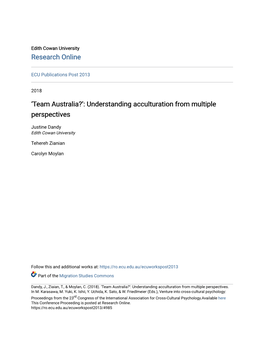 'Team Australia?': Understanding Acculturation from Multiple