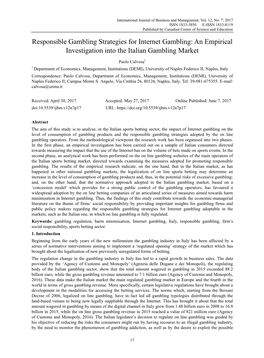 An Empirical Investigation Into the Italian Gambling Market