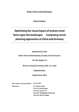 Optimizing the Visual Impact of Onshore Wind Farms Upon the Landscapes – Comparing Recent Planning Approaches in China and Germany