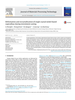 Deformation and Recrystallization of Single Crystal Nickel-Based