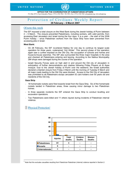 Protection of Civilians Weekly Report