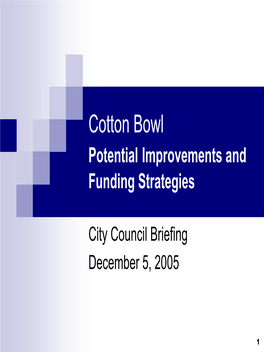 Cotton Bowl Improvements and Funding Strategies