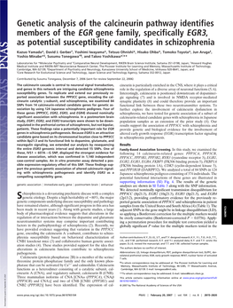 Genetic Analysis of the Calcineurin Pathway Identifies Members of the EGR Gene Family, Specifically EGR3, As Potential Susceptibility Candidates in Schizophrenia