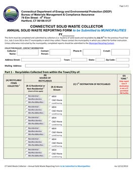 CTDEEP Annual Municipal Collector Report Form