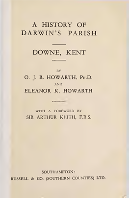 A History of Darwin's Parish Downe, Kent