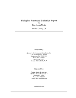 Biological Resources Evaluation Report for Pine Acres North