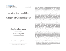Abstraction and the Origin of General Ideas with Broadly Nominalistic Scruples, While Others (E