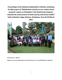 Proceedings of the National Stakeholders Initiation Workshop For