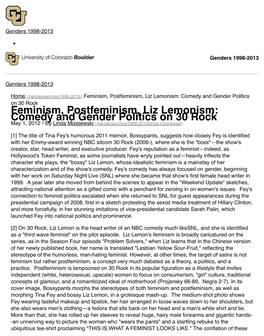 Feminism, Postfeminism, Liz Lemonism: Comedy and Gender Politics on 30 Rock