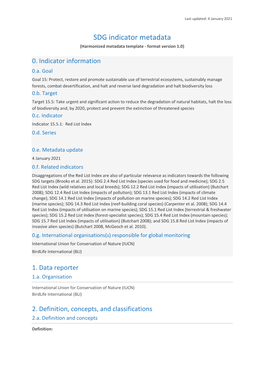 SDG Indicator Metadata (Harmonized Metadata Template - Format Version 1.0)